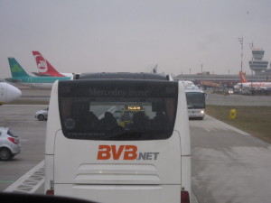 The safety car driving us to the plane